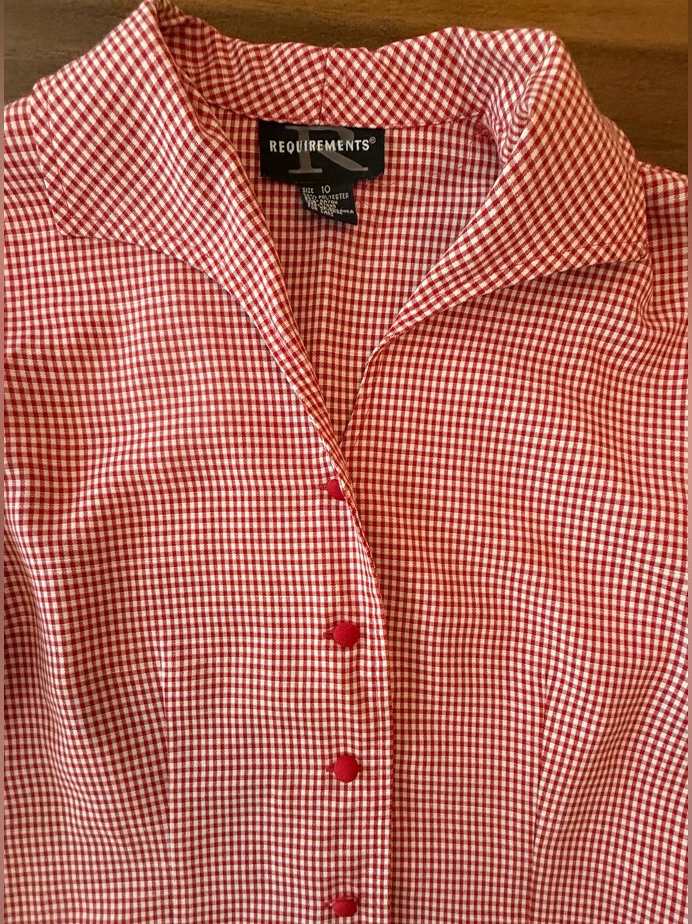 Requirements Red and White Gingham Shirt Size 10